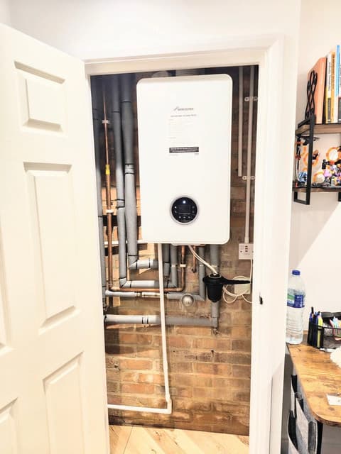 Completed boiler and central heating pipework